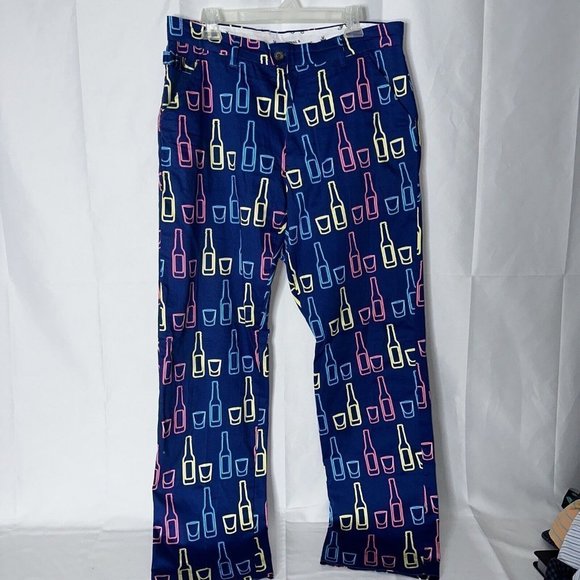 Royal & Awesome Other - Royal & Awesome Golf Pants Shot Of The Day Drink Alcohol Blue Mens Size 34 X 32
